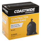 CoastWide Professional Contractor Trash Bags - Super Heavy Duty - Black - 3 Mil - 32 Pack-16 bags per roll, 2 rolls per box