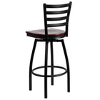 Flash Furniture HERCULES Series Black Ladder Back Swivel Metal Barstool - Mahogany Wood Seat-Mahogany Finished Wood Seat