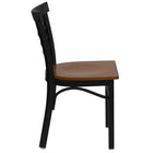 Flash Furniture HERCULES Series Black Three-Slat Ladder Back Metal Restaurant Chair - Cherry Wood Seat - 2 Pack-Cherry Finished Wood Seat
