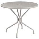 35.25'' Round Light Grey Indoor-Outdoor Steel Patio Table Set with 4 Square Back Chairs [CO-35RD-02CHR4-SIL-GG]-Designed for Indoor and Outdoor Use