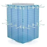 Azar Interlock Peg Tower with Revolving Base and Hooks - 14" x 14" x 20" - Blue-Sold in multiples of: 1