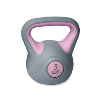 PurAthletics Kettle Bells - 5 lbs. - Grey/Pink-Cement filled