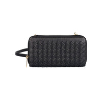Karla Hanson RFID Blocking Ellie Woven Crossbody Phone Wallet, Black-Woven Crossbody Phone Wallet