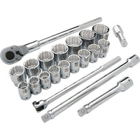 Dynamic Tools 3/4" Drive 21 Piece 12 Point, Standard Length, SAE Socket Set, 7/8" - 2"-Contains: 7/8", 15/16", 1", 1-1/16", 1-1/8", 1-3/16", 1-1/4", 1-5/16", 1-3/8", 1-7/16", 1-1/2", 1-5/8", 1-3/4", 1-13/16", 1-7/8", 2", 4" Extension, 8" Extension, 16" Extension, Flex Handle, 24 Tooth Ratchet