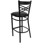 Flash Furniture HERCULES Series Black "X" Back Metal Restaurant Barstool - Black Vinyl Seat - 2 Pack-2.5" Thick Foam Padded Seat