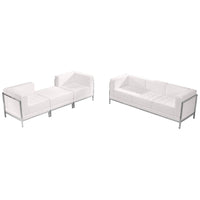 Flash Furniture  Hercules Imagination Series White Leather Sofa and Lounge Chair Set, 4 Pieces (ZBIMAGSET15WH)-Reception Grouping - Set