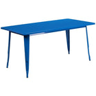 Flash Furniture 31.5'' x 63'' Rectangular Blue Metal Indoor-Outdoor Table Set with 6 Arm Chairs (ET-CT005-6-70-BL-GG)-31.50"W x 63"D x 29.50"H