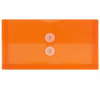 JAM Paper Plastic Envelopes with Button and String Tie Closure #10 Business Booklet - 5.25" x 10" - Orange - 12 Pack -Colour: Orange 