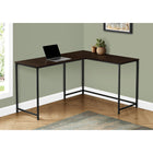 Monarch Specialties 7390 58" Computer Desk - Espresso Top/Black Metal Corner-Sturdy yet slender metal base in a black finish with an airy design provides stability