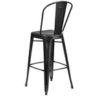 Flash Furniture 30" High Distressed Black Metal Indoor-Outdoor Barstool with Back-500 lb. Weight Capacity