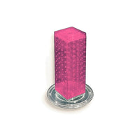 Azar Displays 12" x 4" x 4" 4-Sided Revolving Pegboard Counter Display, Pink (700220-PNK)-Interlocking four-sided pegboard tower and stands on 9" diameter revolving clear plastic base