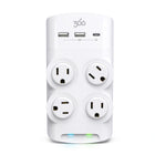 360 Electrical Revolve45 4-Outlet Rotating 45W Surge Protector - White-4 patented, 360-degree rotating outlets fit large plugs and organize cords for optimal setup