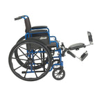 Drive Medical Blue Streak Wheelchair with Flip Back Desk Arms, 20" Seat, Elevating Legrests-Flip-back, padded desk-length arm