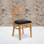Flash Furniture HERCULES Series Ladder Back Natural Wood Restaurant Chairs with Black Vinyl Seat - 2 Pack-Solid European Beech Hardwood Construction