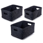 Truu Design Felt Storage Baskets, Set of 3, 12 x 16 inches, Dark Grey-Great way to neatly store and organize all your household items