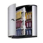 Durable Brushed Aluminum Key Cabinet with Key Lock - 54 Key - Silver-Key Lock