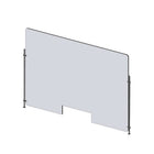 Mark Maker Rod Sneeze Guard - 42" W x 31.5" H panel 1/4" Clear Acrylic and 24" high aluminum rod set - with 4" x12" pass through-Optimal social distancing between two groups of people