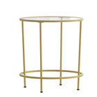 Flash Furniture Astoria Collection Glass End Table with Matte Gold Frame-6mm Thick Glass