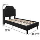 Flash Furniture Brighton Twin Size Tufted Upholstered Platform Bed - Black Fabric-15 Wood Support Slats