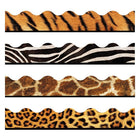 Trend Enterprises 39" x 2.25" Scalloped Animal Prints Terrific Trimmer Multicolour, 2 Pack (T-92917)-Colourful terrific trimmers for prekindergarten - 12th grade classrooms