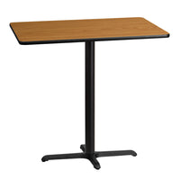 Flash Furniture 30'' x 42'' Rectangular Laminate Table Top, Natural with 22'' x 30'' Bar-Height Table Base (XUNT3042T2230B)-Bar Height Hospitality Table