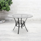Flash Furniture Carlisle 45" Round Glass Dining Table with Black Metal Frame-8mm Thick Glass