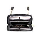Karla Hanson RFID Blocking Ellie Woven Crossbody Phone Wallet, Black-Detachable, adjustable shoulder strap. Zipper closure