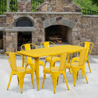 Flash Furniture 31.5'' x 63'' Rectangular Yellow Metal Indoor-Outdoor Table Set with 6 Stack Chairs (ET-CT005-6-30-YL-GG)-Galvanized Steel, Metal, Rubber