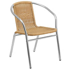 31.5'' Round Aluminum Indoor-Outdoor Table with 4 Beige Rattan Chairs (TLH-ALUM-32RD-020BGECHR4-GG)-4