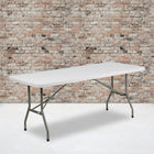 Flash Furniture 30"W x 72"L Granite Plastic Folding Table - White-330 lb. Static Load Capacity