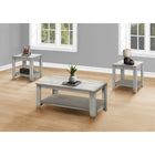 Monarch Specialties 7880P Table Set - 3Pcs Set/Industrial Grey-Characterizing contemporary styling accurately with a industrial grey wood look texture, this living room table set includes one coffee table and two end tables