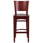 Flash Furniture Lacey Series Solid Back Mahogany Wood Restaurant Barstool-Wood Dining Bar Stool