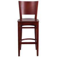 Flash Furniture Lacey Series Solid Back Mahogany Wood Restaurant Barstool-Wood Dining Bar Stool