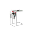 Monarch Specialties 3067 Accent Table - White/White Metal With A Magazine Rack-White Metal, Tempered Glass