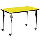 Flash Furniture Mobile 36''W x 72''L Rectangular Activity Table, 1.25'' Yellow Laminate Top, Adjustable Legs (XUA3672RECYLHAC)-Yellow/Chrome, Laminate, Steel