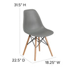 Flash Furniture Elon Series Plastic Chair with Wooden Legs - Moss Grey-Designed for Commercial Use