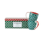 Tannex Pattern Mug Set with Gift Box, Green,  17oz, 4 Pack-Set of 4 Pattern Mugs (17oz) with Gift Box - (2 x Set of two mugs in gift box = 4 mugs total)