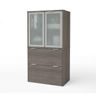 Bestar i3 Plus Lateral File with Storage Cabinet, Bark Grey (160870-47)-2 drawers