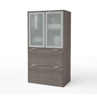 Bestar i3 Plus Lateral File with Storage Cabinet, Bark Grey (160870-47)-2 drawers