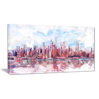 Designart Pink Bay Cityscape Large Canvas Art Print, (PT3321-32-16)-Print