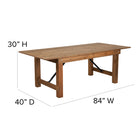 Flash Furniture HERCULES Series 7' x 40" Rectangular Antique Rustic Solid Pine Folding Farm Table-3.5" Thick Square Legs
