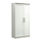 Sauder 422427 HomePlus Storage Cabinet - Soft White-Two adjustable shelves and one fixed shelf sit behind each door.