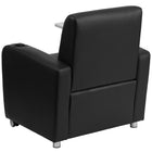 Flash Furniture Black Leather Guest Chair with Tablet Arm, Front Wheel Casters & Cup Holder-Light Grey Tablet Finish