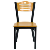 Flash Furniture HERCULES Series Black Slat Back Metal Restaurant Chair - Natural Wood Back & Seat - 2 Pack-Set of 2 Metal Dining Chairs