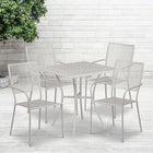 28'' Square Light Grey Indoor-Outdoor Steel Patio Table Set with 4 Square Back Chairs [CO-28SQ-02CHR4-SIL-GG]-Set Includes Table and 4 Chairs
