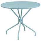 35.25'' Round Sky Blue Indoor-Outdoor Steel Patio Table Set with 4 Square Back Chairs [CO-35RD-02CHR4-SKY-GG]-Designed for Indoor and Outdoor Use
