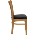 Flash Furniture HERCULES Series Vertical Slat Back Natural Wood Restaurant Chair - Black Vinyl Seat-Vertical Slat Back Design