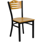 Flash Furniture HERCULES Series Black Slat Back Metal Restaurant Chair - Natural Wood Back & Seat-500 lb. Weight Capacity