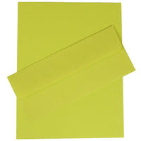 JAM Paper Business Stationery Set, 100 Sheets of Paper and 100 #10 Envelopes, Brite Hue Ultra Lime Green, 100 Pack (303024421)-Green