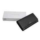 Champs Gala Collection Leather Flap Clutch Wallet - Black-Gusset pocket